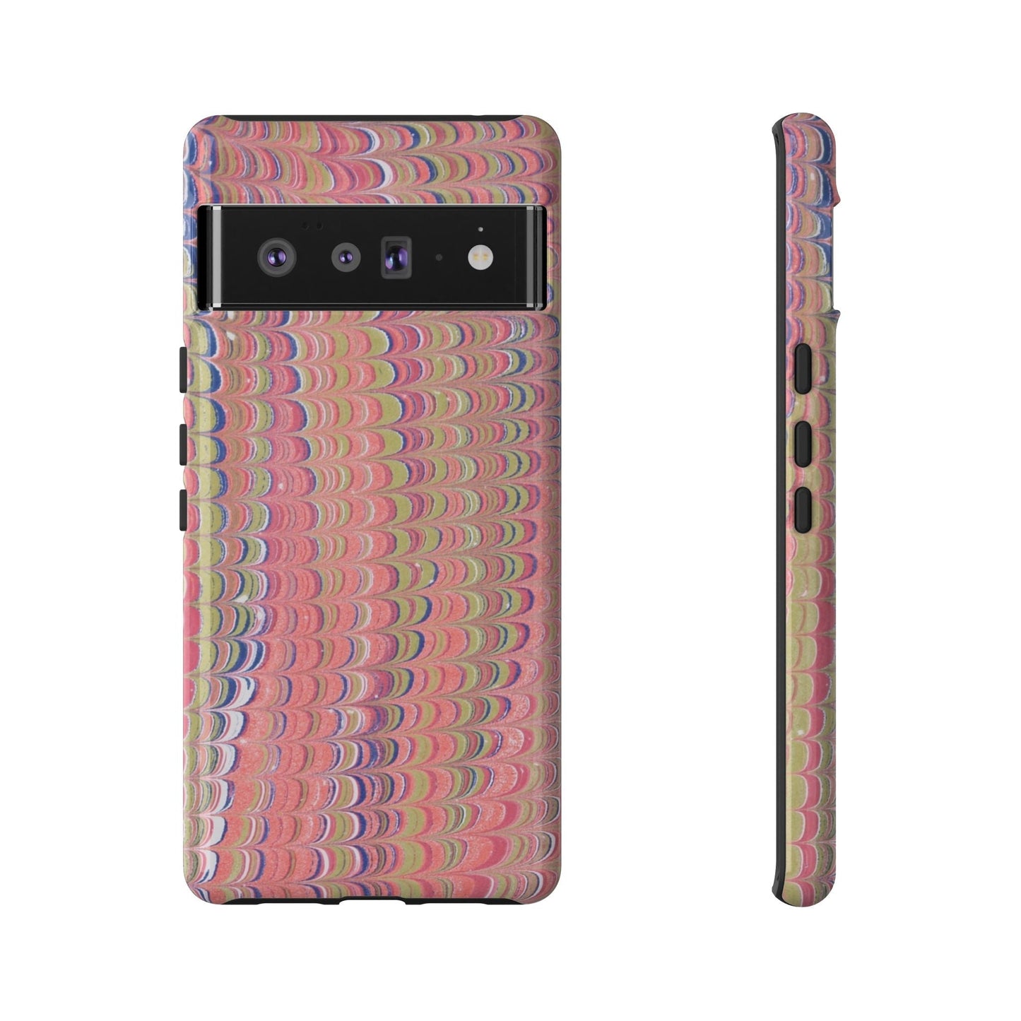 Pink Pastels Feather Marbled Vintage Design iPhone 16 + Samsung + Apple + Google - 2 finishes