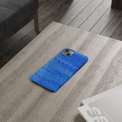 Blue Marbled Design, Italy Feather Phone Case, Multi-Color, Slim Phone Cases, Case-Mate IPHONE16 and all sizes