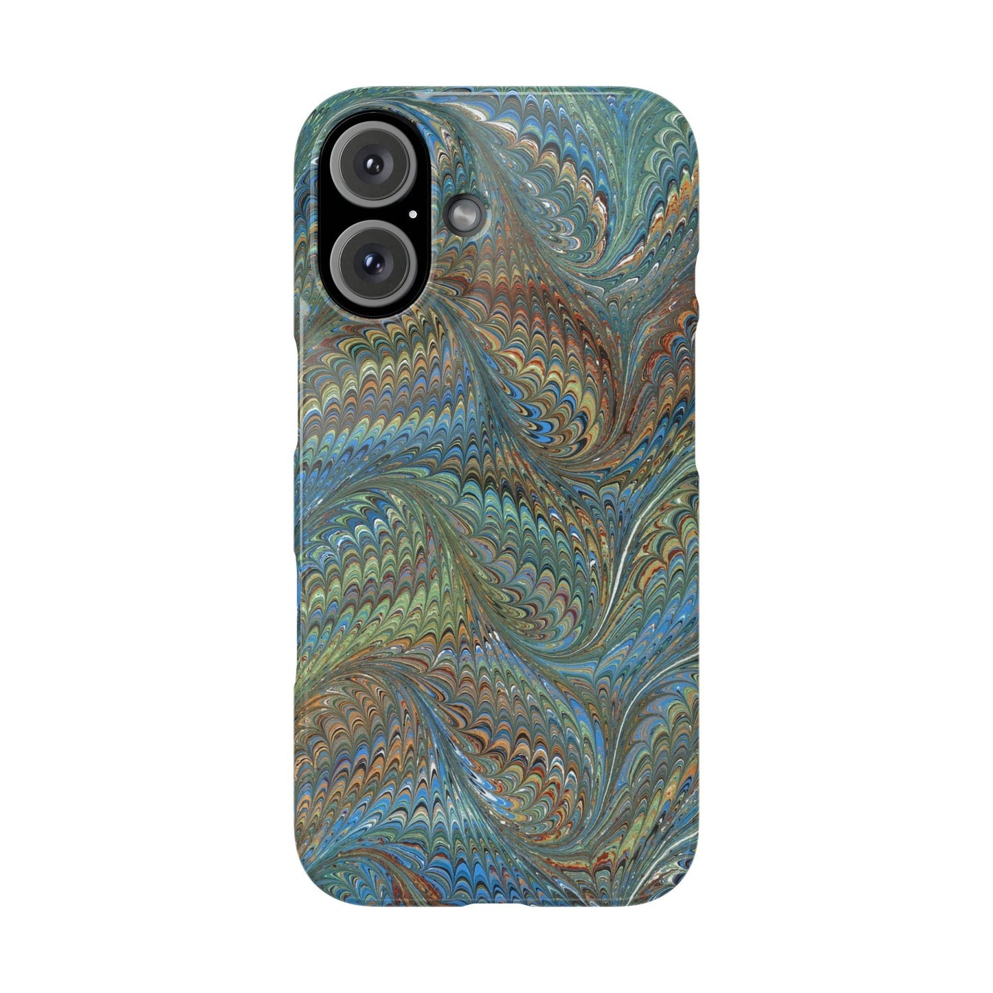 Blue and Green Italian Marbled Swirl Design, Italy Feather Phone Case, Multi-Color, Slim Phone Cases, Case-Mate IPHONE16 and all sizes