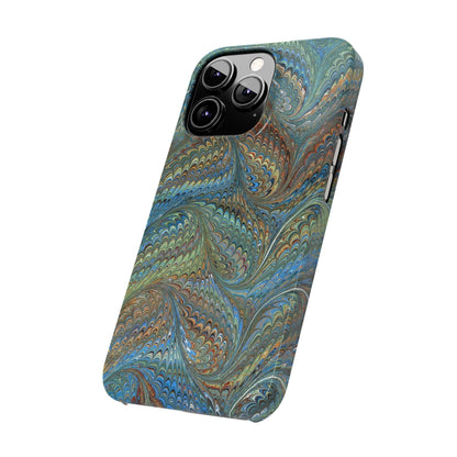 Blue and Green Italian Marbled Swirl Design, Italy Feather Phone Case, Multi-Color, Slim Phone Cases, Case-Mate IPHONE16 and all sizes