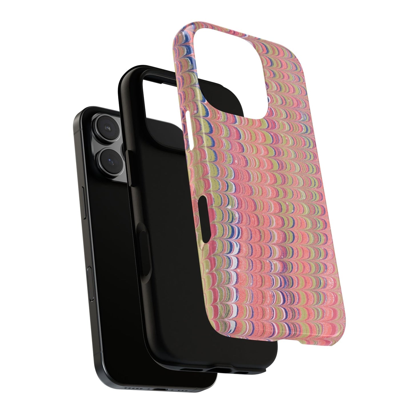Pink Pastels Feather Marbled Vintage Design iPhone 16 + Samsung + Apple + Google - 2 finishes
