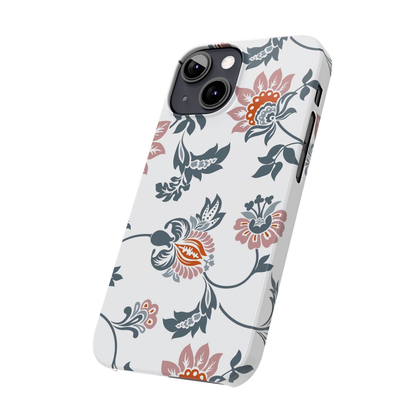Pink and Green Flower Pattern, Floral Slim Phone Cases, Case-Mate IPHONE16 and all sizes