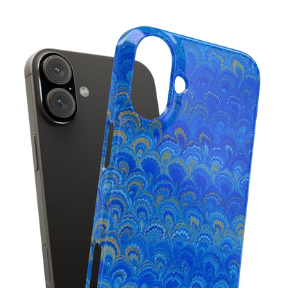 Blue Marbled Design, Italy Feather Phone Case, Multi-Color, Slim Phone Cases, Case-Mate IPHONE16 and all sizes