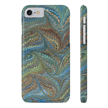 Blue and Green Italian Marbled Swirl Design, Italy Feather Phone Case, Multi-Color, Slim Phone Cases, Case-Mate IPHONE16 and all sizes