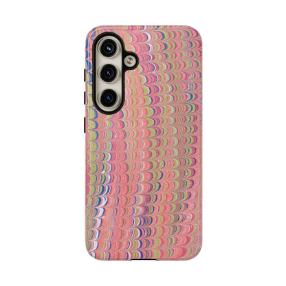 Pink Pastels Feather Marbled Vintage Design iPhone 16 + Samsung + Apple + Google - 2 finishes