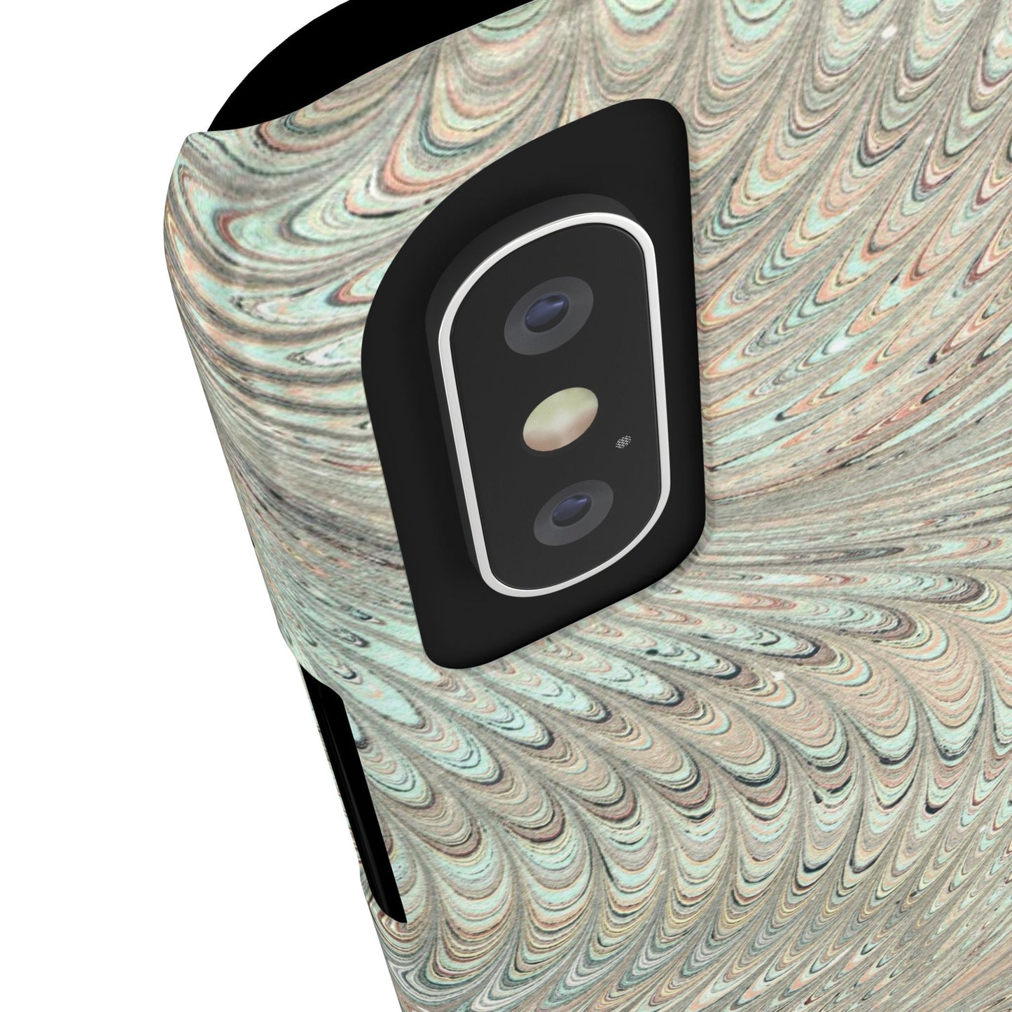 Marbled VIntage Design, Italian Feather Phone Case, Green Hues, Mint, Beige, Neutrals, Slim Phone Cases, IPHONE16 and all sizes