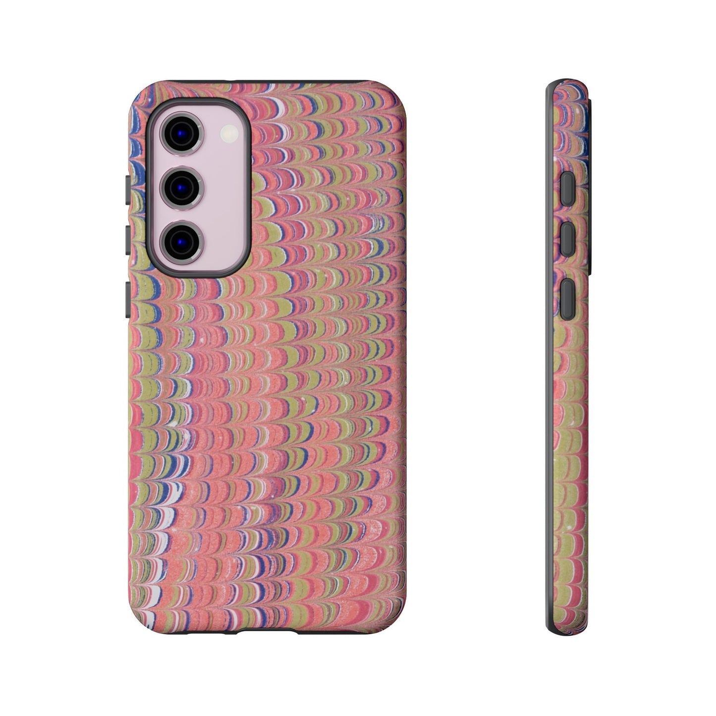 Pink Pastels Feather Marbled Vintage Design iPhone 16 + Samsung + Apple + Google - 2 finishes