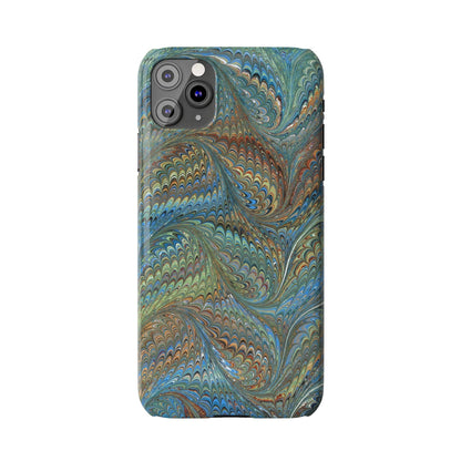 Blue and Green Italian Marbled Swirl Design, Italy Feather Phone Case, Multi-Color, Slim Phone Cases, Case-Mate IPHONE16 and all sizes