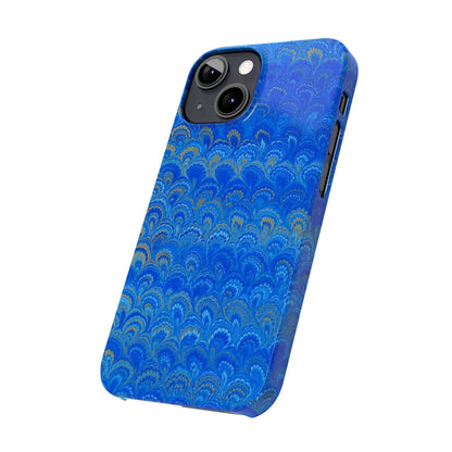 Blue Marbled Design, Italy Feather Phone Case, Multi-Color, Slim Phone Cases, Case-Mate IPHONE16 and all sizes